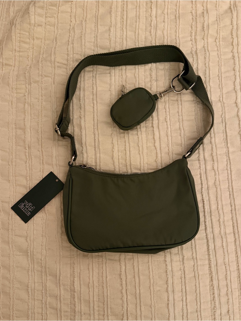 WILD FABLE Olive Green Shoulder Bag with Coin Pouch